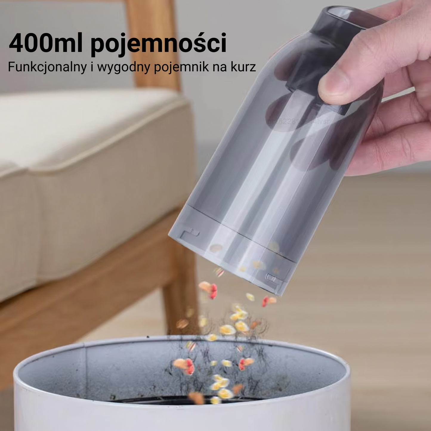 Pojemnik na kurz 400 ml dla odkurzacza ForceWind Pro – funkcjonalność i łatwość opróżniania dla wygodnego sprzątania.